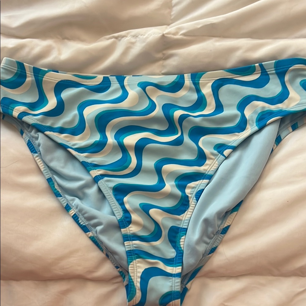 Wild Fable Wave Pattern Blue Bikini Bottom